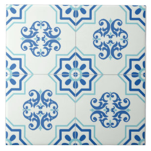 Dekorative geometrische blaue Tile Fliese