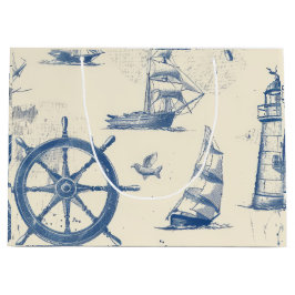 Dekorative Geschenktasche mit Meereselementen Große Geschenktüte