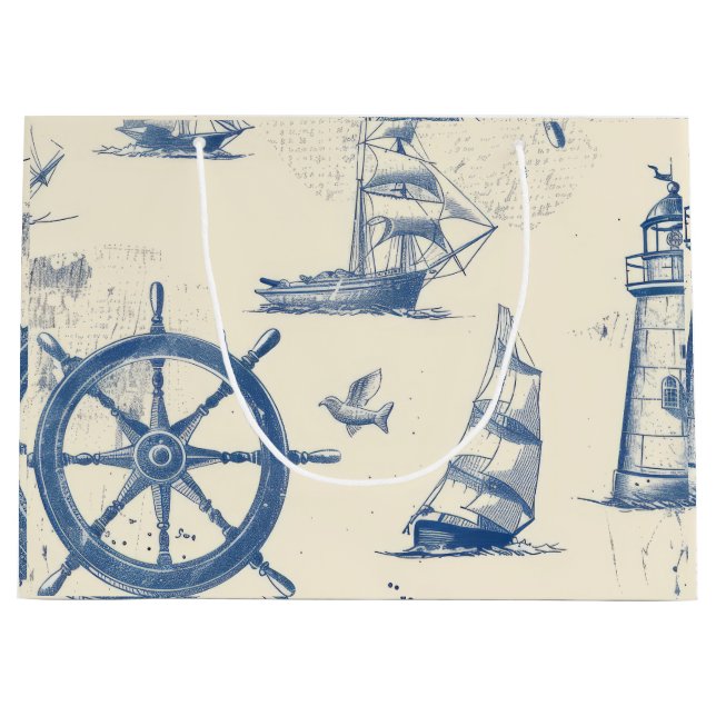 Dekorative Geschenktasche mit Meereselementen Große Geschenktüte (Vorderseite)