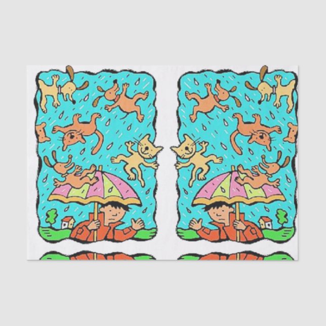 Dekorative Gewebepapier Raining Katzen und Hunde Seidenpapier (Vorderseite)