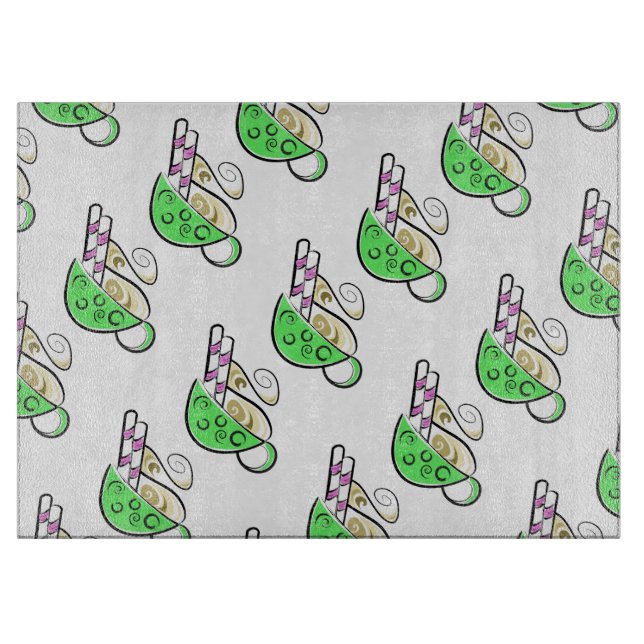 Dekorative Glaszuführung/heißes Getränk Schneidebrett (Vorderseite)