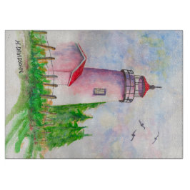 Dekorative Glaszuführung - Leuchtturm Schneidebrett