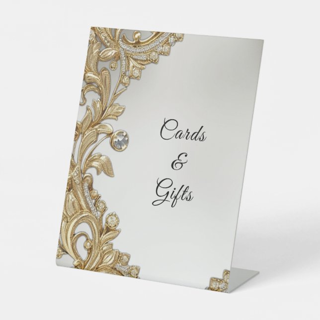 Dekorative Gold Tabletop-Zeichen Sockelschild (Vorderseite)