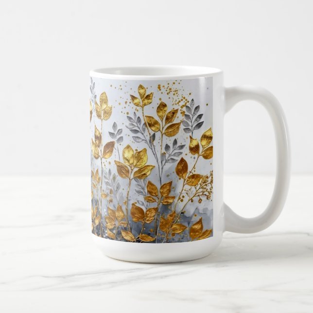 Dekorative Goldene Blätter Design Kaffeetasse (Rechts)