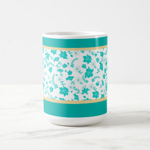 Dekorative goldene Blumen Weiße Tee-Kaffeetasse Kaffeetasse