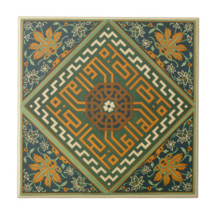 Dekorative grüne Kunst der Keramik-Vintage 1884 Fliese