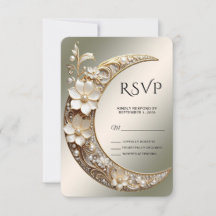 Dekorative Halbmondrahmen-RSVP-Karte