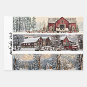 Dekorative Handsäge-Designs Hahn Esel Lastwagen  Geschenkpapier Set