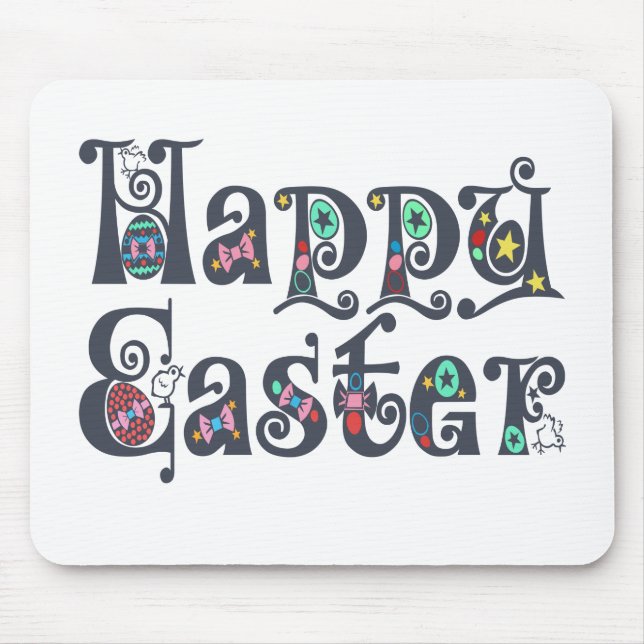 Dekorative Happy Oaster Typografy | Mousepad (Vorne)