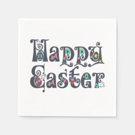 Dekorative Happy Oaster Typografy | Serviette