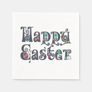 Dekorative Happy Oaster Typografy   Serviette