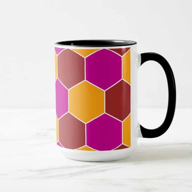 Dekorative Hexagons Mosaikmuster Tasse (Rechts)