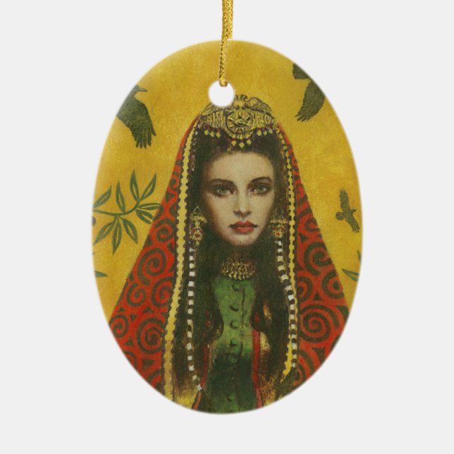 Dekorative Hexe-Verzierung Keramik Ornament (Vorne)