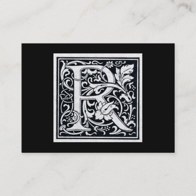 Dekorative Holzschnitt Woodblock Initiale des Visitenkarte (Vorderseite)