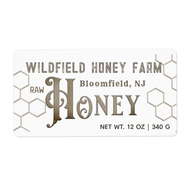 Dekorative HONEY Farm Market Label Honeycomb White (Vorne)