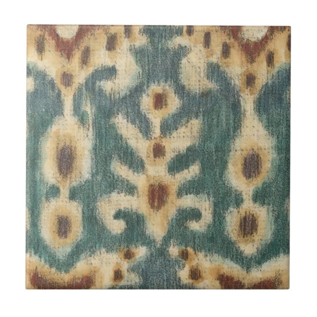 Dekorative Ikat Fabric Design von Chariklia Zarria Fliese (Vorderseite)