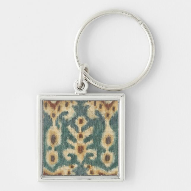 Dekorative Ikat Fabric Design von Chariklia Zarria Schlüsselanhänger (Vorne)