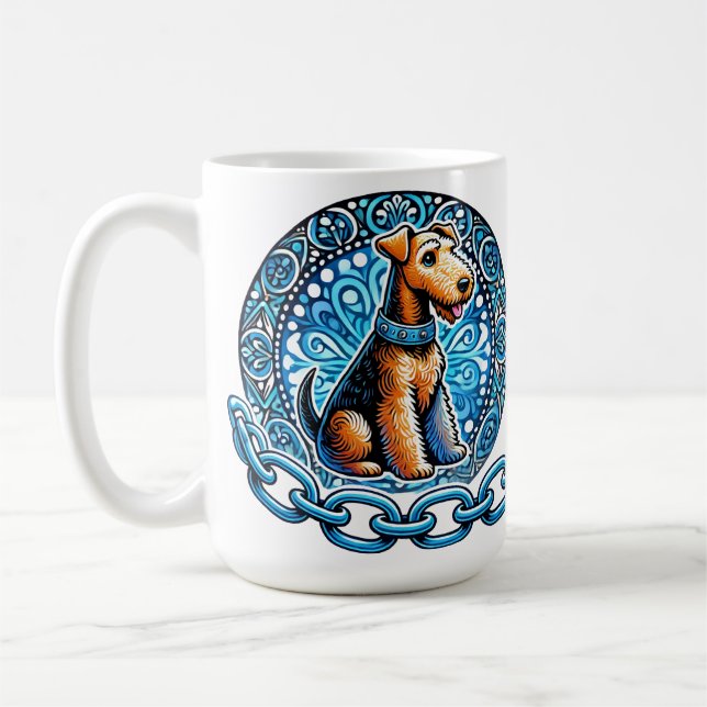 Dekorative Illustration eines Terrier Dog Kaffeetasse (Links)