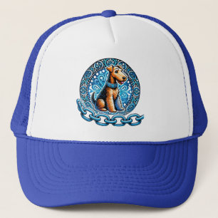 Dekorative Illustration eines Terrier-Hundes Truckerkappe
