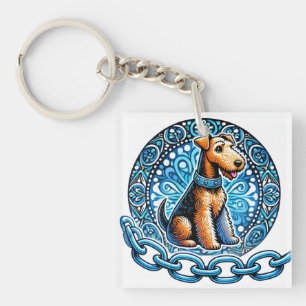 Dekorative Illustration eines Terrierhundes Schlüsselanhänger