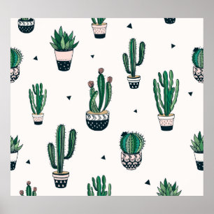 Dekorative Kakti-Sukkulturen Nahtloses Muster Poster