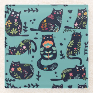 Dekorative Katzen Glasuntersetzer