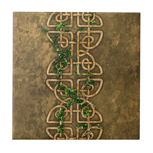 Dekorative keltische Knoten mit Efeu Fliese (Vorderseite)