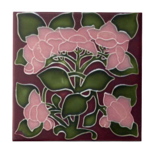Dekorative Keramik Tile - Rosa florale Jugendstil  Fliese