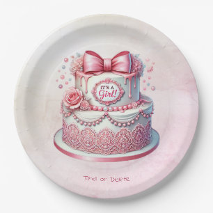 Dekorative Kuchen rosa Papierplatte Pappteller