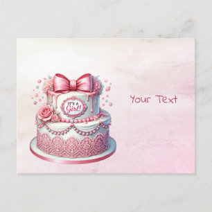 Dekorative Kuchentorte rosa Schleife Postkarte