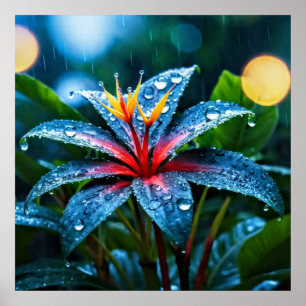 Dekorative Kunst - Regenfälle auf den Blätter 3 Poster