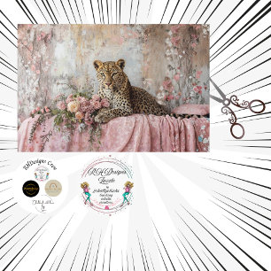 Dekorative Landschaft Leopard Romantisch Rosa Flor Seidenpapier