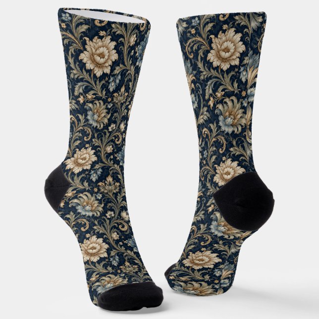 Dekorative Luxus-Blumenornamentik Socken (Gewinkelt)