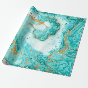 Dekorative Marmorstruktur. Abstrakte Malerei. Turq Geschenkpapier