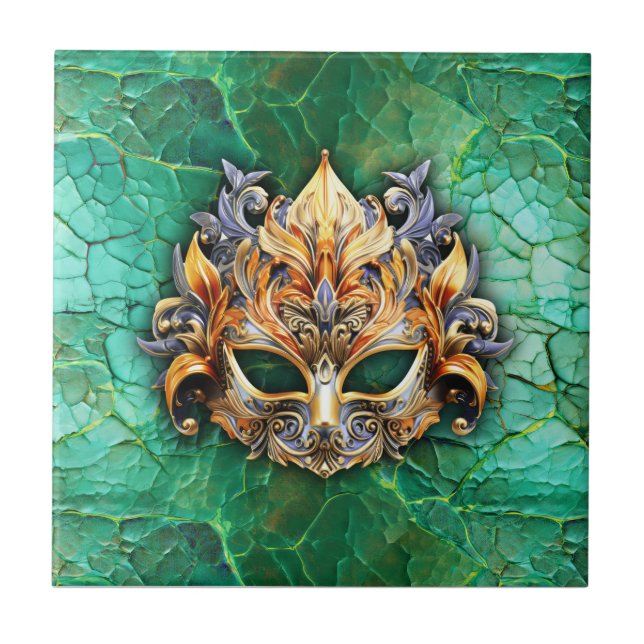 Dekorative Maske auf einem hellen GreenThrow-Kisse Fliese (Vorderseite)