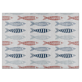 Dekorative mediterrane Sardinen Fischmuster Schneidebrett