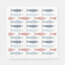 Dekorative mediterrane Sardinen Fischmuster Serviette