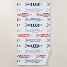 Dekorative mediterrane Sardinen Fischmuster Strandtuch