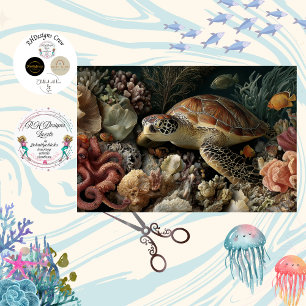 Dekorative Meeresschildkröte Oktopus Koralle Kunst Seidenpapier