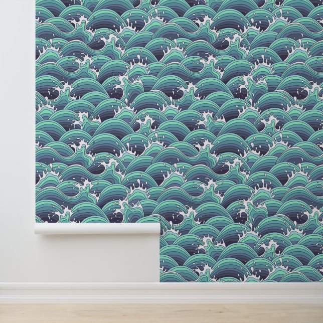 Dekorative Meereswellen Hintergrund Tapete (Anwendung)
