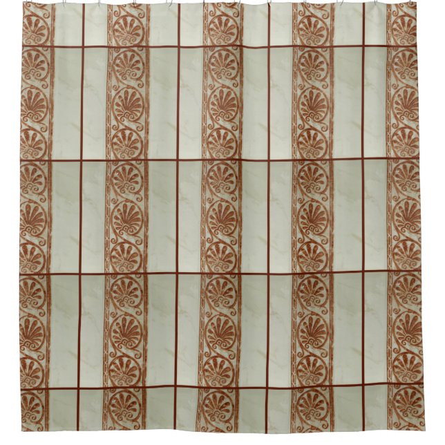 Dekorative Mittelmeerbrown-Grenze Duschvorhang (Vorderseite)