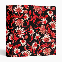 Dekorative Moderne Blumenmuster | Schwarz/Rot