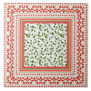 Dekorative Mohnblumen-Grenze, Mohnblumen-Knospen, Fliese