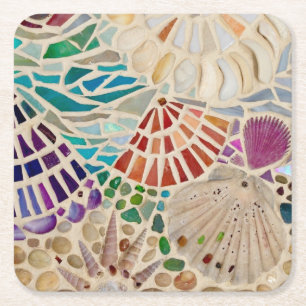 Dekorative Muscheln Rechteckiger Pappuntersetzer