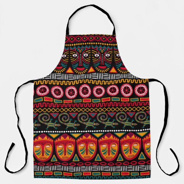 Dekorative Muster auf schwarzem Hintergrund in Afr Schürze (Vorderseite)
