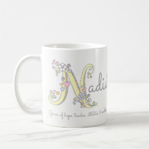 Dekorative N Monogramm-Tasse Nadianamensbedeutung Tasse