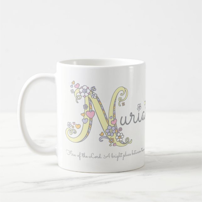 Dekorative N Monogramm-Tasse Nurianamensbedeutung Kaffeetasse (Links)