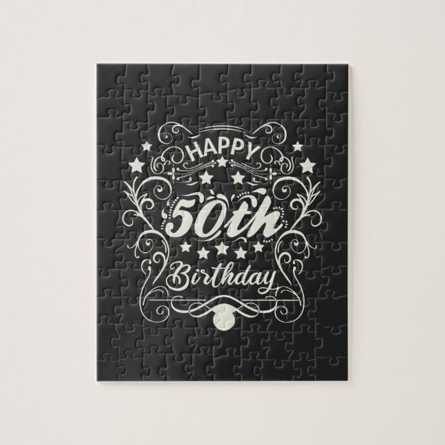 Dekorative Ornamentik Happy 50. Geburtstag. Puzzle (Vertikal)