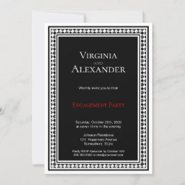 Dekorative Partei für Schwarz und Weiß im Grenzber Einladung