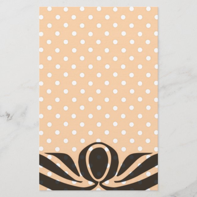 Dekorative Peach Polka Dots Briefpapier (Vorderseite)